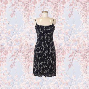 floral black and white 90s Bebe form fitting dress